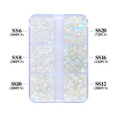 Mixed Sizes 6 Grid Box Mocha Opal Crystal Glass FlatBack Rhinestones For Nail Art WholesaleRhinestone